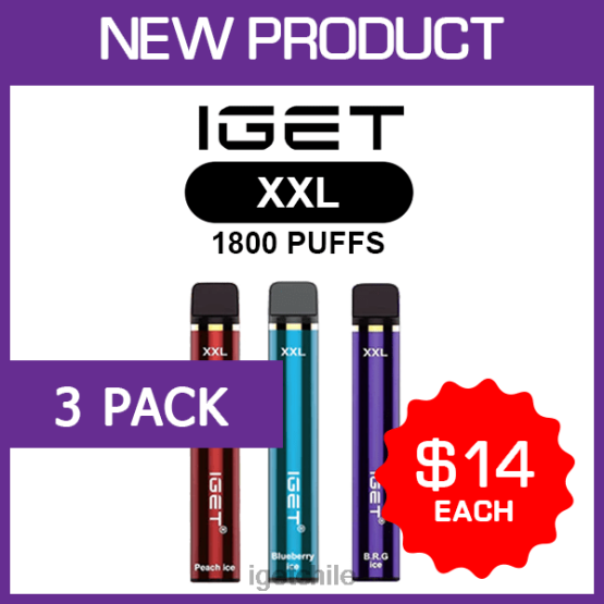 IGET vape xxl - 1800 inhalaciones - paquete de 3 R2H0R463