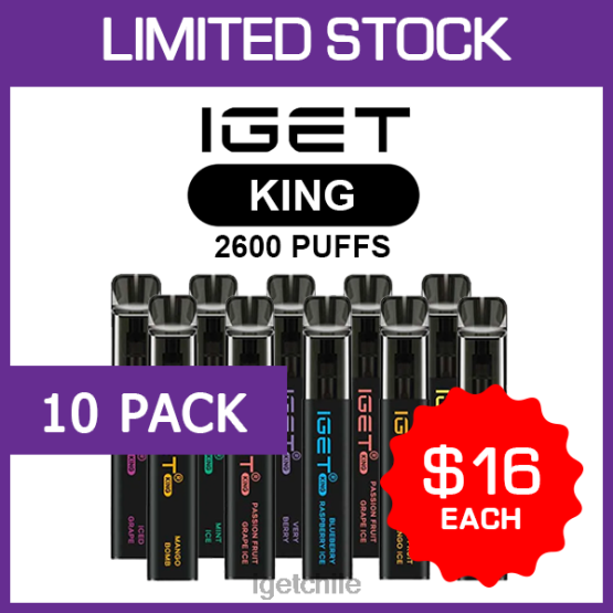 IGET bar king - 2600 inhalaciones - paquete de 10 R2H0R504