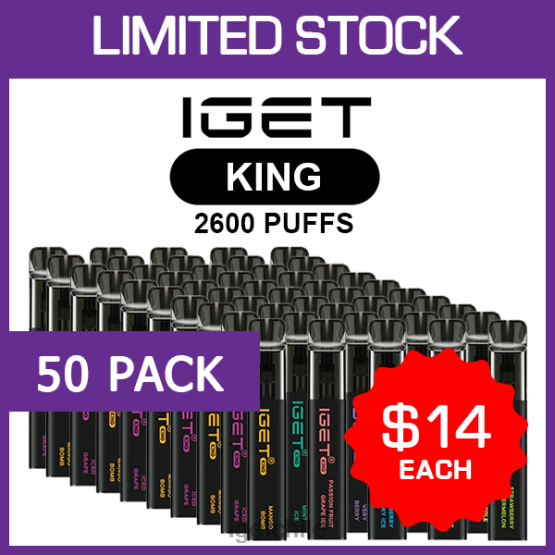 IGET vape online king - 2600 inhalaciones - paquete de 50 R2H0R502