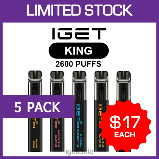 IGET bar king - 2600 inhalaciones - paquete de 5 R2H0R475