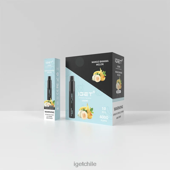 IGET vape Chile Legend 4000 bocanadas. R2H0R350 mango plátano melón