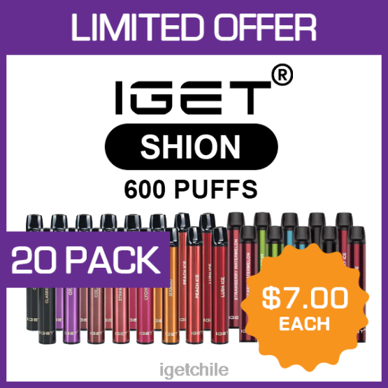 IGET vape shion - 600 inhalaciones - paquete de 20 R2H0R506