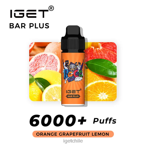 barra IGET bar plus 6000 caladas R2H0R246 naranja pomelo limón