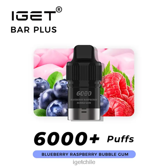 barra IGET sale plus pod 6000 inhalaciones R2H0R252 chicle de arándanos y frambuesa