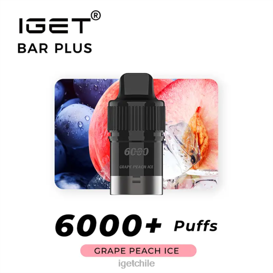 barra IGET vape online plus pod 6000 inhalaciones R2H0R254 hielo de durazno uva