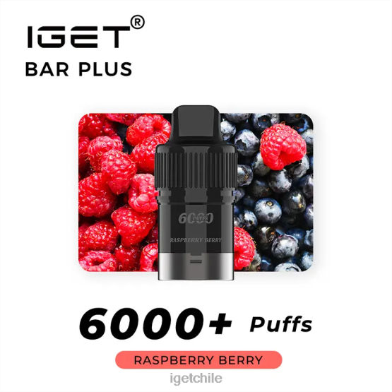 barra IGET bar plus pod 6000 inhalaciones R2H0R256 baya de frambuesa