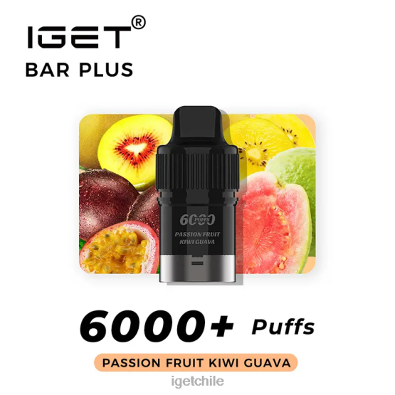 barra IGET sale plus pod 6000 inhalaciones R2H0R262 maracuyá kiwi guayaba