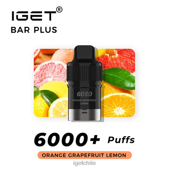 barra IGET bar plus pod 6000 inhalaciones R2H0R266 naranja pomelo limón