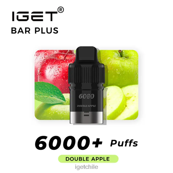 Barra IGET vape sin nicotina plus pod 6000 inhalaciones R2H0R378 manzana doble