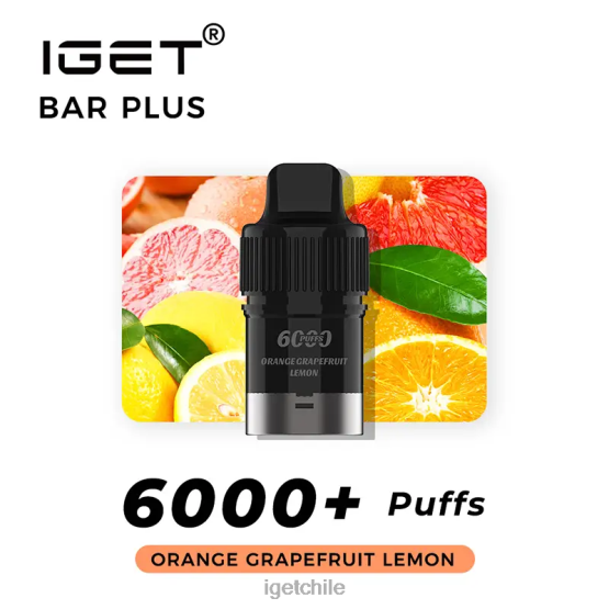 Barra IGET online sin nicotina plus pod 6000 inhalaciones R2H0R380 naranja pomelo limón