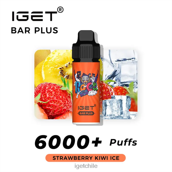 barra IGET vape sin nicotina más kit de vapeo R2H0R368 hielo de fresa y kiwi